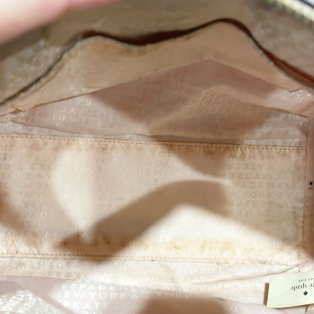 Kate Spade Handbag Laurel‎ Way Lanae Genuine Leather Light Beige Satchel Top Zip - Picture 6 of 11